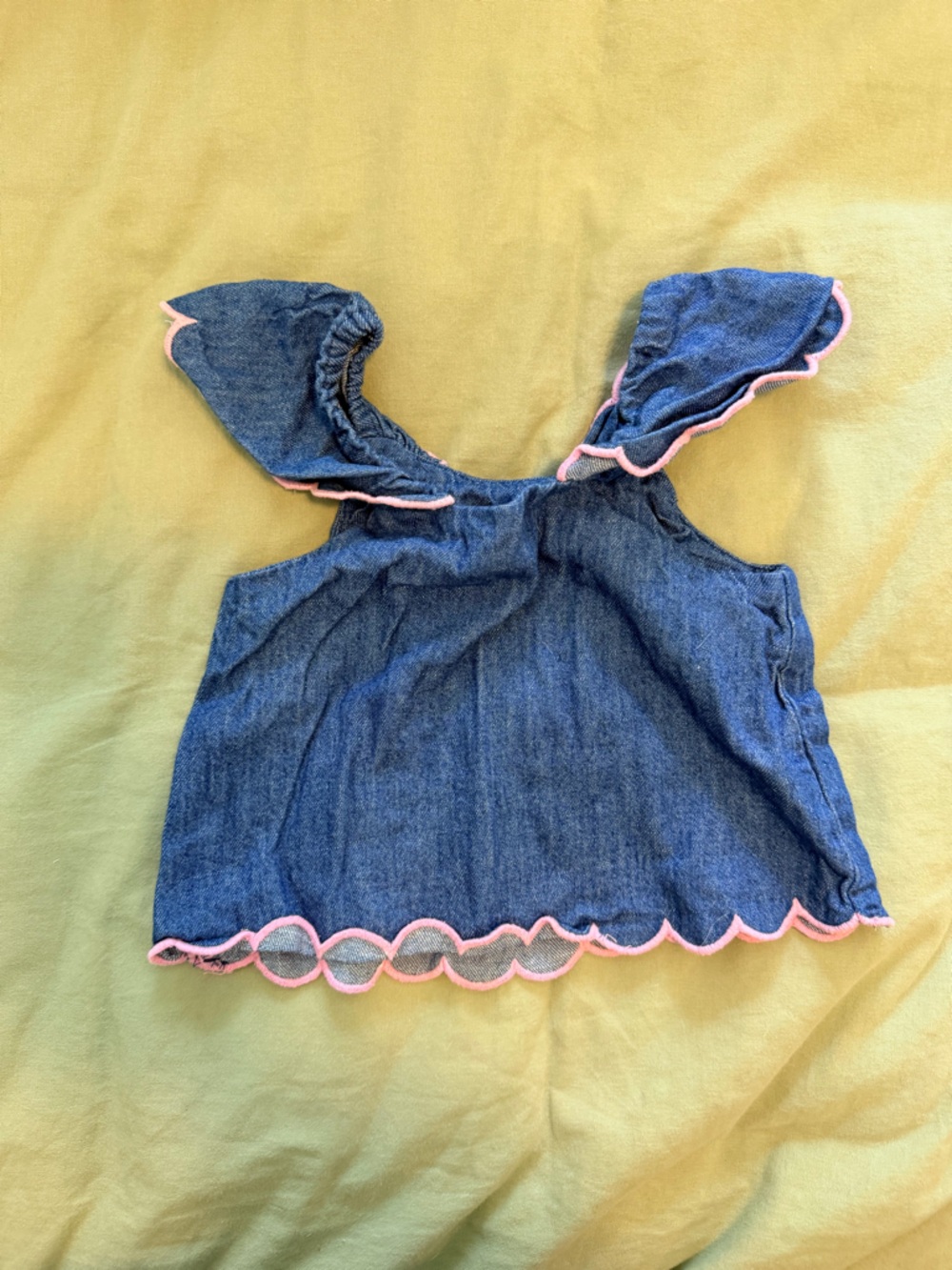 Old Navy Blue Denim-Look Kids Headband with Pink Scallop Trim